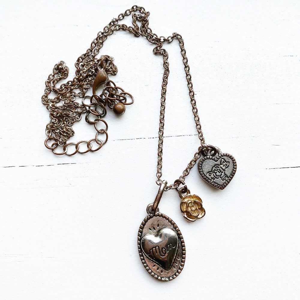 Vintage silver & gold ‘Mom’ charm necklace